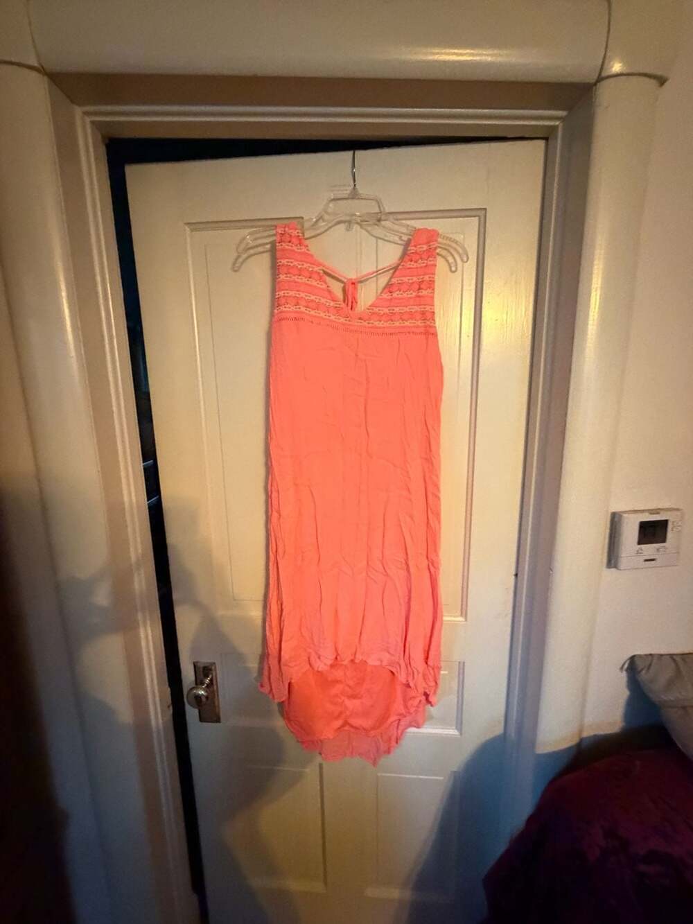 Apt. 9 Coral Pink Sleeveless High-Low Dress with Embellished Neckline Size S